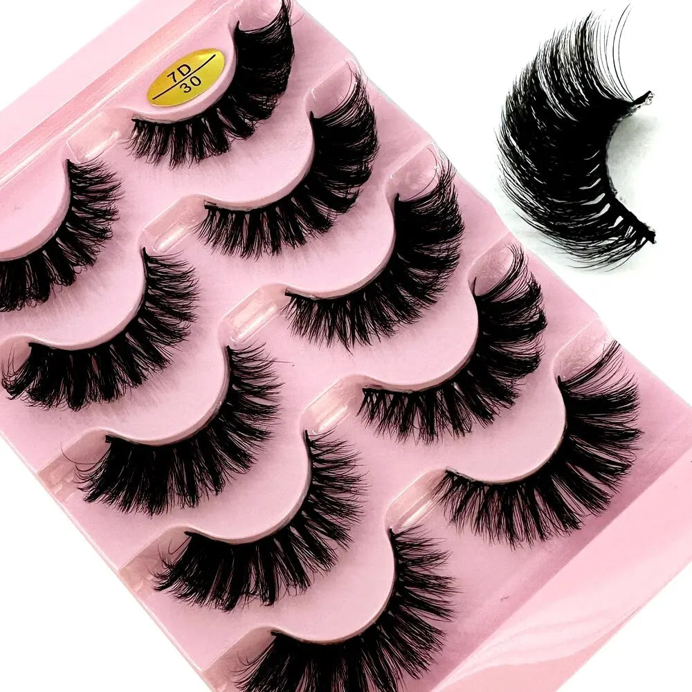 3D Natural Cat Eye False Eyelashes Fluffy Soft 5 Pairs - Smarsty