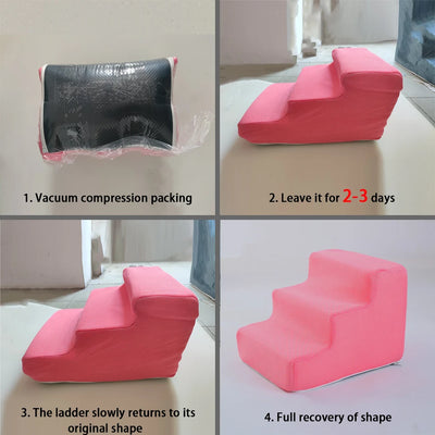 Pet 2/3 Steps High Density Foam Dog Secure Stairs Ramps Non-Slip Pet Steps for Older Dogs Pet with Joint Pain Sofa Bed Ladder - Smarsty