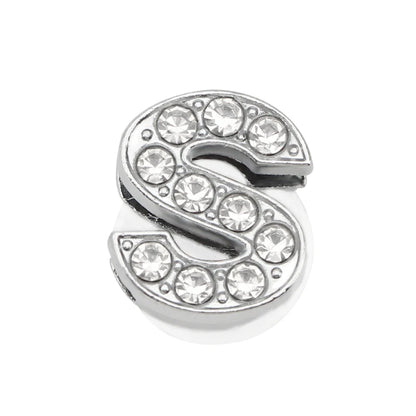 1PC Shoe Charms Glitter Rhinestone Letter Crystal Alphabet Shoes Charm Decorations Jewelry Slider Bracelet Wristbands Accessorie