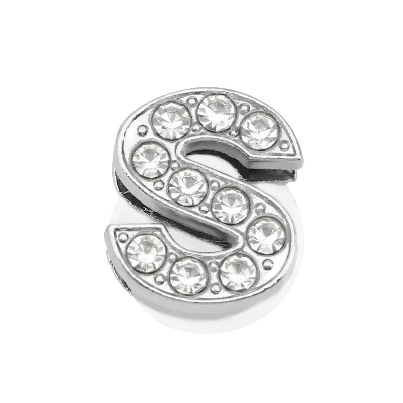 1PC Shoe Charms Glitter Rhinestone Letter Crystal Alphabet Shoes Charm Decorations Jewelry Slider Bracelet Wristbands Accessorie