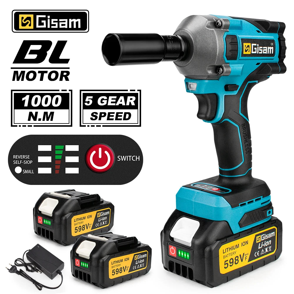 1000N M Brushless Electric Impact Wrench Cordless Power Tool - Smarsty