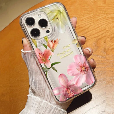 Clear Floral Phone Case Anti Fingerprint For iPhone 15 16 17 - Smarsty