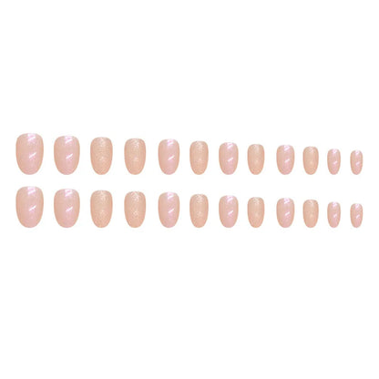 24 Piece Short French Minimalist Glitter Nail Set - Smarsty