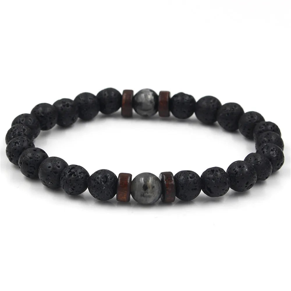 Volcanic Stone Bracelet for Men with Buddha Charm - Smarsty