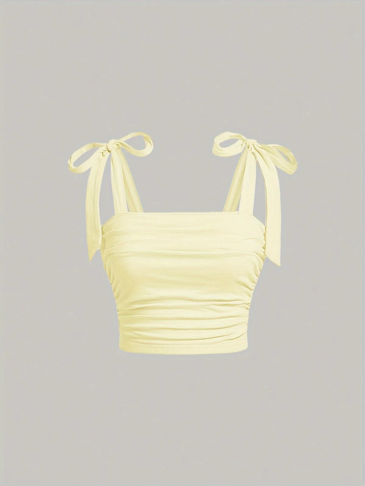 Solid Tie Shoulder Ruched Wide Strap Slim Fit Crop Top Women Clothing Summer 2025 Y2K Clothes Pink Backless Camis Top Streetwear