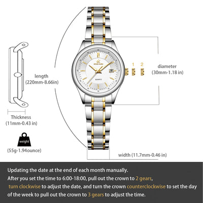 Elegant Waterproof Women's Watch with Luminous Display - Smarsty