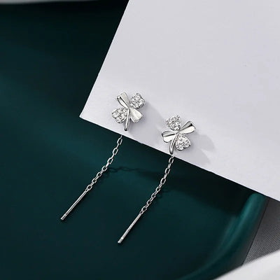 Rose Gold Drop Earrings with Zircon Crystals for Women - Smarsty