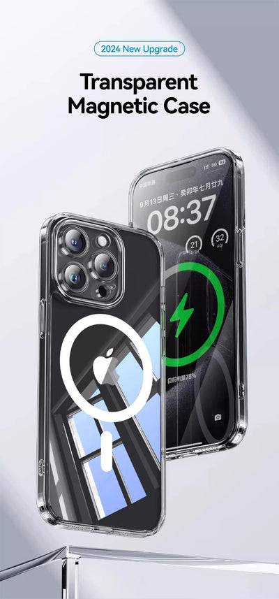 Magnetic iPhone Case Anti Yellow Transparent Slim Cover - Smarsty