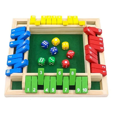 Wooden Dice Board Game Shut The Box for 4 Players Flaps & Dices Game Parent-children Interaction Family Entertainment by Smarsty