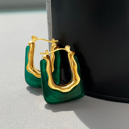 Geometric Resin Earrings in Green and Pink for Women 2023 - Smarsty