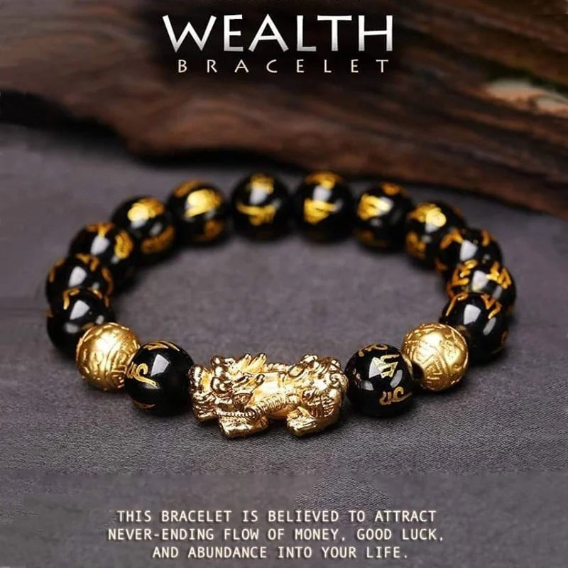 Obsidian Stone Beads Bracelet for Luck and Wealth - Smarsty