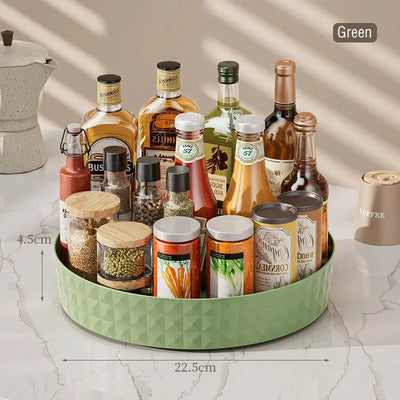 360 Rotating Seasoning Storage Rack Kitchen Storage Spice Rack Non-Slip Cabinet Organizer Tray Plate Cosmetic Organizer Bin by Smarsty