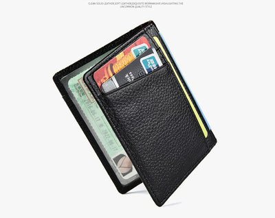 YUECIMIE Super Slim Soft Wallet Genuine Leather Mini Credit Card Holder Wallets Purse Thin Small Card Holders Men Wallet - Smarsty