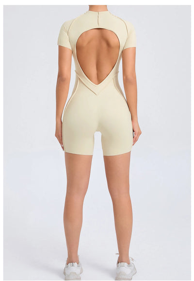 Short Jumpsuit Gym Clothes For Women Sportswear Fitness Overalls Backless Scrunch Booty Yoga Suit Sports Set Outfit - Smarsty