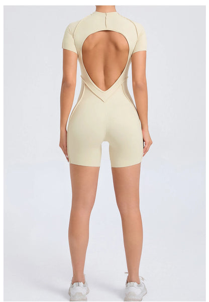 Short Jumpsuit Gym Clothes For Women Sportswear Fitness Overalls Backless Scrunch Booty Yoga Suit Sports Set Outfit - Smarsty