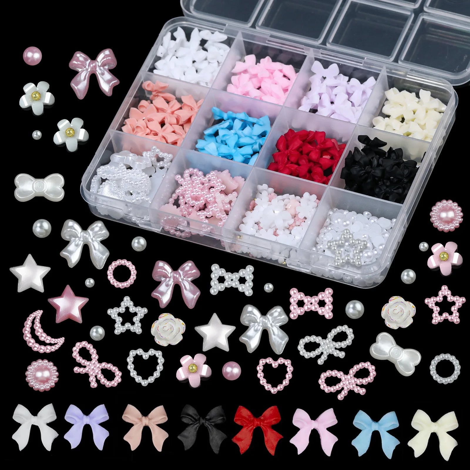 3D Mixed Pearl Heart Nail Charms for DIY Art - Smarsty