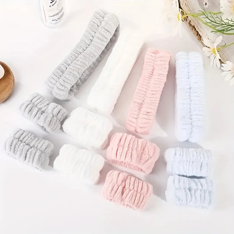 Coral Velvet Makeup Hairband Set for Easy Face Washing - Smarsty