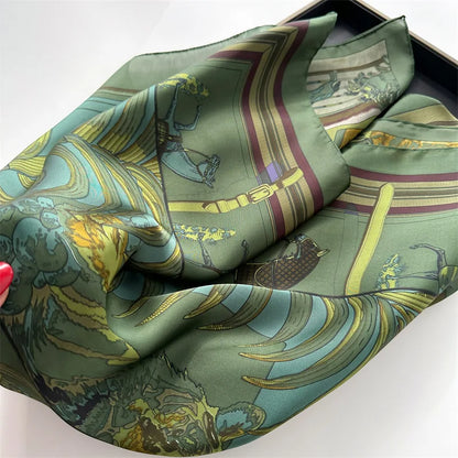 Women’s Breathable Retro Horse Print Silk Scarf - Smarsty