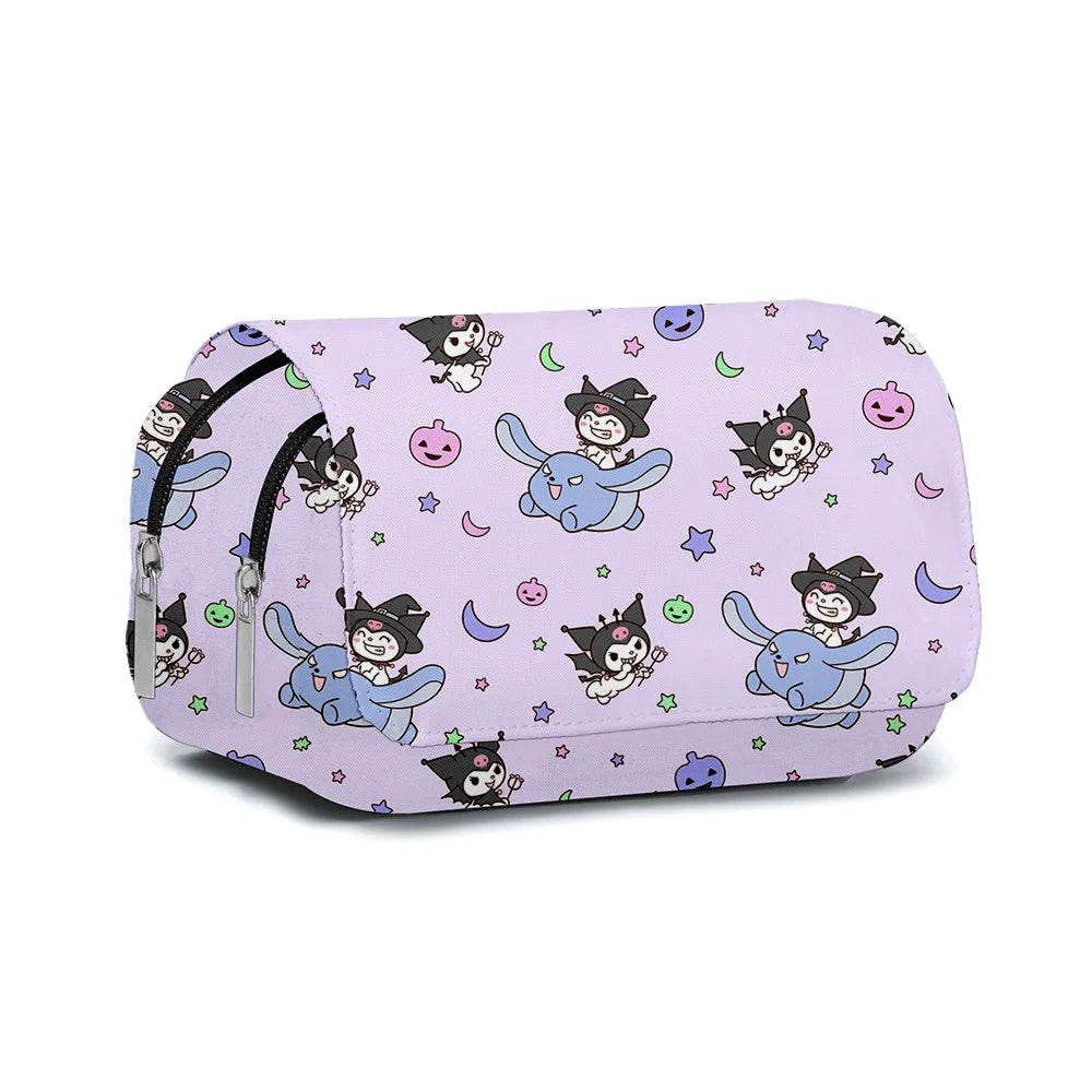 Cartoon Double Layer Pencil Bag for Kids School Use - Smarsty