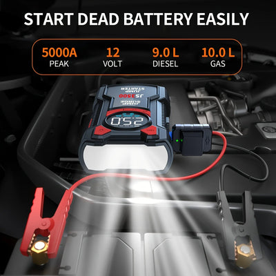 5-in-1 Multifunctional Air Pump Jump Starter with Air Compressor 3000A Peak/150PSI Battery Jump Starter Digital Tire Inflator - Smarsty