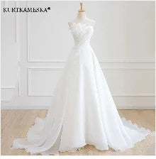 French Luxury White Satin Trailing Wedding Dresses for Bride 2025 Women Elegant Sexy Strapless Long Prom Party Dress vestidos - Smarsty