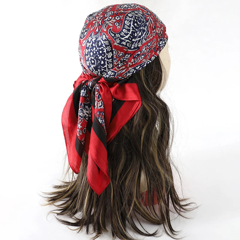 Silk Square Scarf for Women Summer Head Wrap - Smarsty