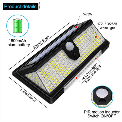 190LED Solar LED Wall Lamp with Motion Sensor and 4 Modes - Smarsty