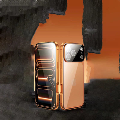 360 ° Full Protection Metal Magnetic Double-Sided Glass Snap Lock Phone Case For iPhone 17 Pro Max/17/Air/17 Pro Bumper Cover - Smarsty