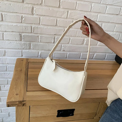 Retro Forearm Bag For Women PU Leather Bow Shoulder Handbag - Smarsty