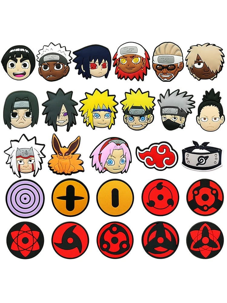 12/27pcs MINISO Japanese anime Shoes Charms PVC Shoe Accessories DIY Shoe Buckle Clogs Sandal Decoration For Kids X-mas Gifts