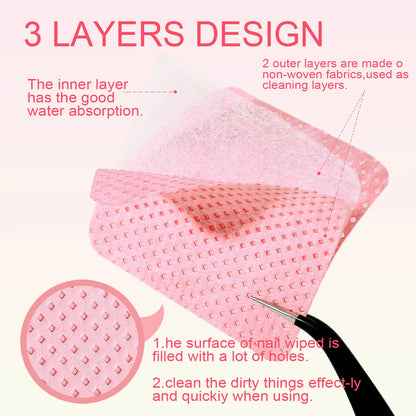 1080pcs Boxed Nail Art Lint-Free Eyelash Glue Wipes Paper Gel Polish Remover Clean Glue Cotton Pads Beauty Cleaning Tools - Smarsty