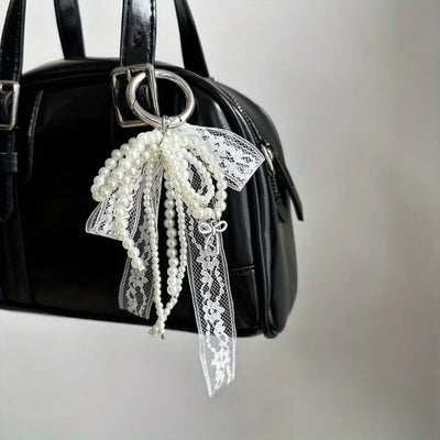 1PC Pearl Lace Bow Pendant, Fashionable High-quality Bag Pendant, Car Key Chain Pendant, Pendant - Smarsty