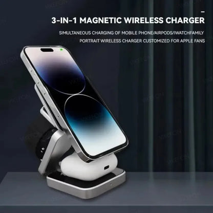 Foldable 3 In 1 Wireless Charger For iPhone And Watch - Smarsty
