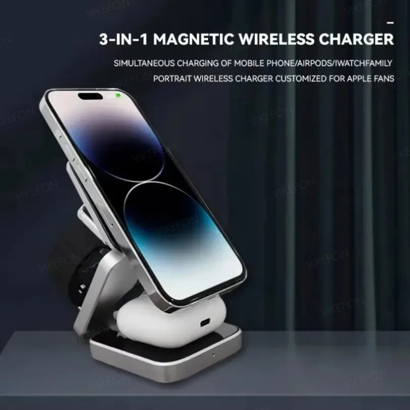 Foldable 3 In 1 Wireless Charger For iPhone And Watch - Smarsty