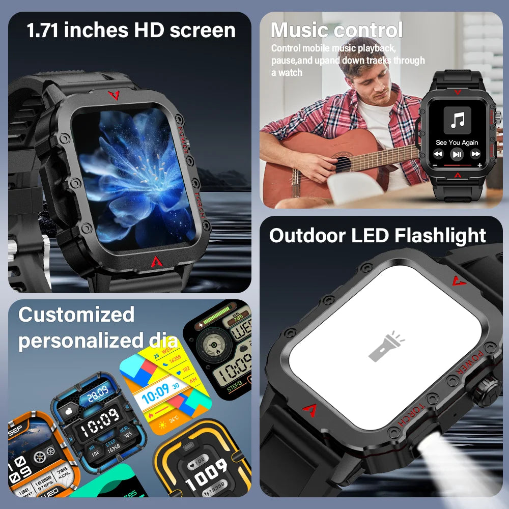 LAXASFIT Men Sports Smart Watch with Blood Oxygen Monitor - Smarsty