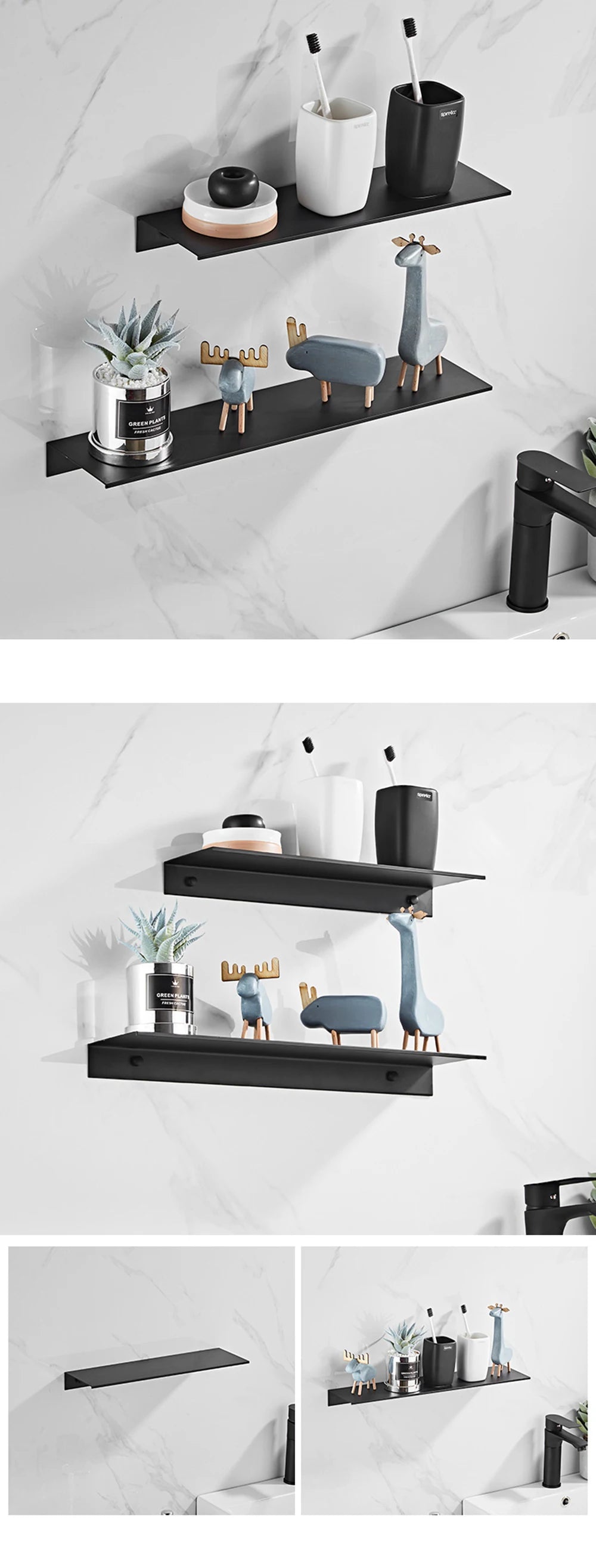 Aluminum Floating Bathroom Shelf for Organized Storage - Smarsty