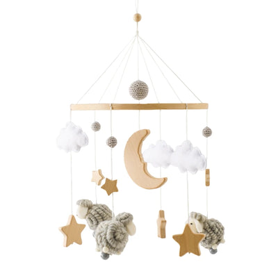 Baby Crib Mobile Bed Bell Rattle Toys Wooden Crochet Stars Pendant Bed Bell Toys Newborn Comfort Crib Bracket Hanging Toys Gifts by Smarsty