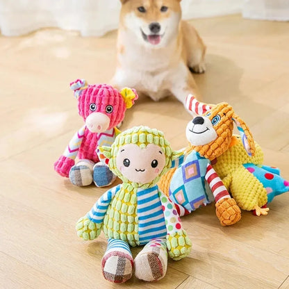 Interactive Plush Dog Toy for Teeth Cleaning and Squeaking - Smarsty