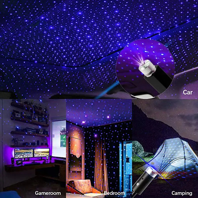 Mini LED Car Roof Star Night Light Projector Atmosphere Galaxy Lamp USB Decorative Adjustable for Auto Roof Room Ceiling Decor - Smarsty