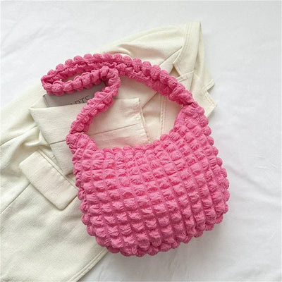 Crossbody Bag Pleated Embroidered Plaid Tote Large Capacity - Smarsty