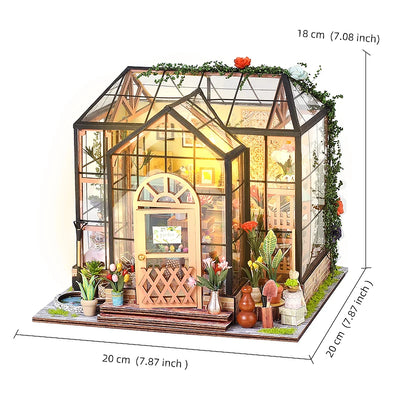 Wooden Flower Garden Doll House DIY Garden House Book Nook Shelf Insert 3D Puzzle Assembly Building Bookshelf With LED Lights by Smarsty