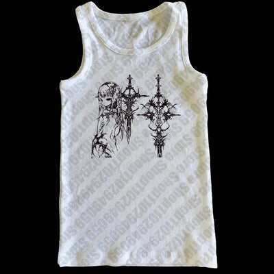Y2k Style Aesthetic Sweet Sexy Tank Tops Women Sleeveless Casual Cartoon Print Tanks Harajuku All Match Cropped Grunge Emo Girls - Smarsty