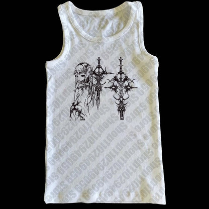 Y2k Style Aesthetic Sweet Sexy Tank Tops Women Sleeveless Casual Cartoon Print Tanks Harajuku All Match Cropped Grunge Emo Girls