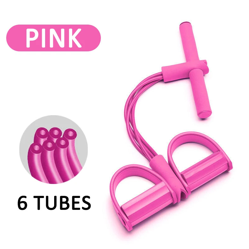Multifunction Tension Rope 6-Tube Elastic Yoga Pedal Puller Resistance Band Tension Rope for Leg Stretching Slimming Training