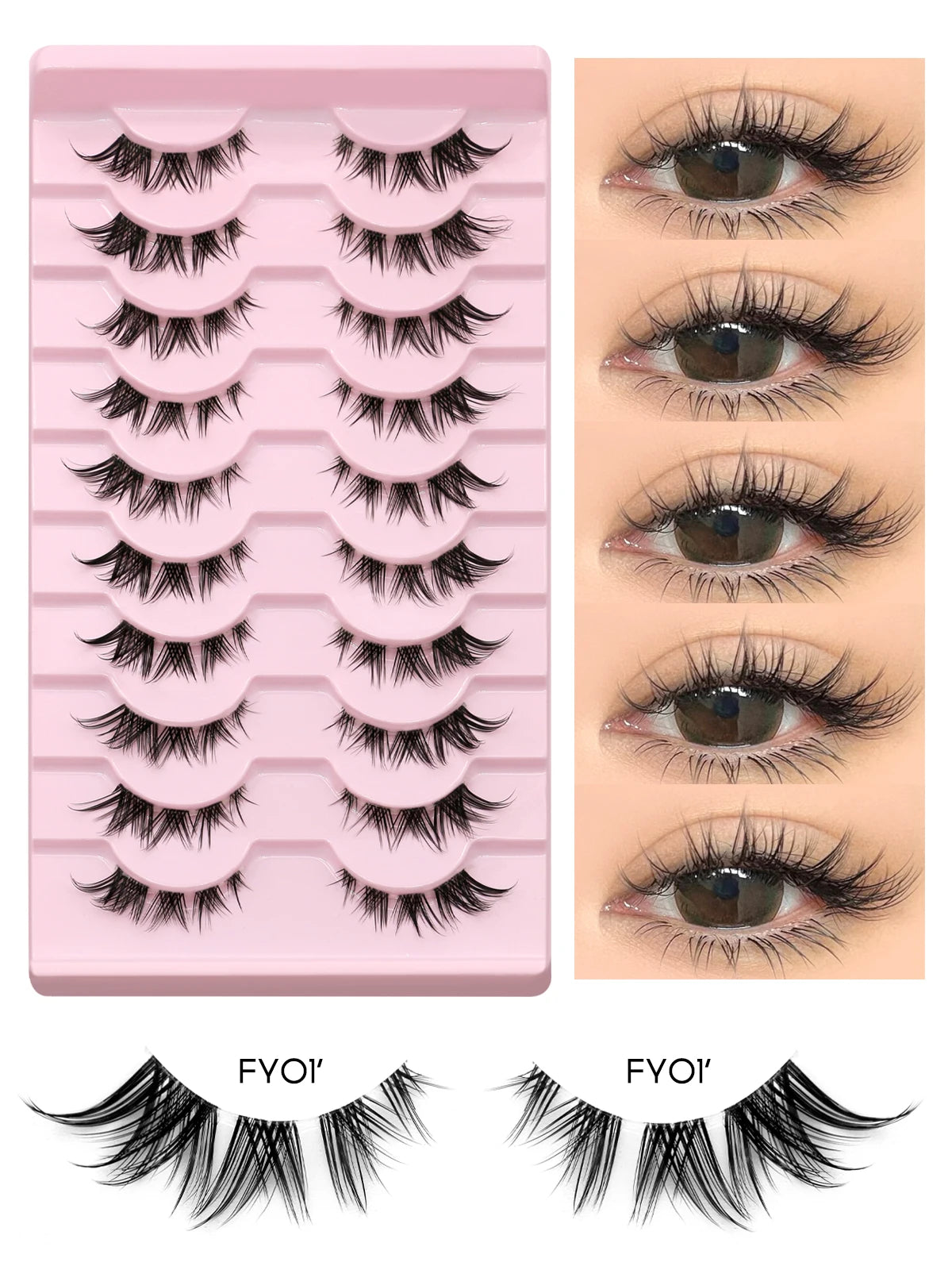 GROINNEYA Soft Natural Cat Eye Faux Mink Lashes - Smarsty