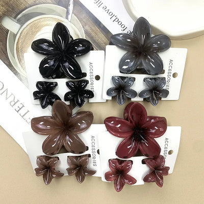 Bohemian Plumeria Hair Claw Clips Set Lightweight Beach - Smarsty
