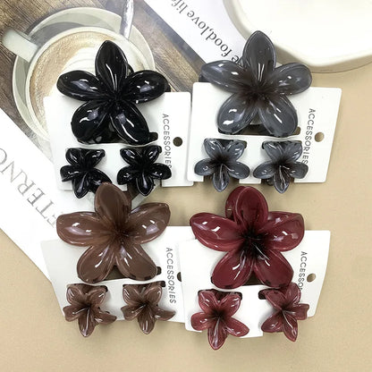 Bohemian Plumeria Hair Claw Clips Set Lightweight Beach - Smarsty