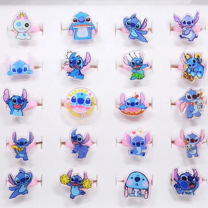 10/20pcs Disney Anime Stitch Ring Kawaii Lilo Stitch Children Acrylic Ring Cartoon Accessories Toy Kids Gifts