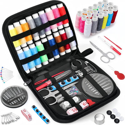 Sewing Kit Complete Set with Threads Needles Scissors Tape Measure Buttons and More for DIY Handcraft Projects Home and Travel - Smarsty
