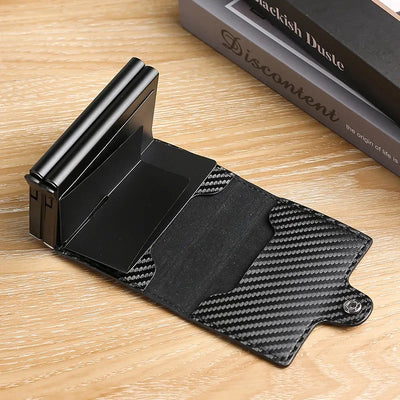 Large Capacity Double Layer ID Credit Card Holder Anti Rfid Blocking Protected Magic Wallet for Men Carbon Fiber Cardholder Case - Smarsty